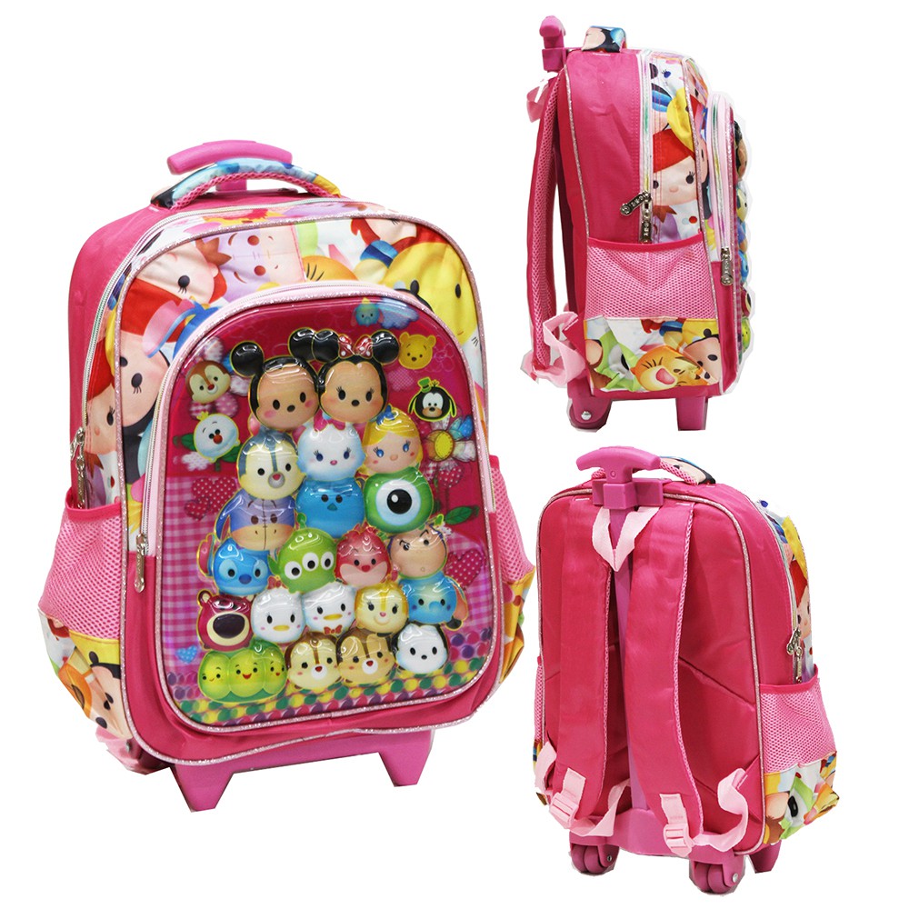  Tas  Trolley Anak SD Motif 5D Timbul Hologram  Kantung Besar  