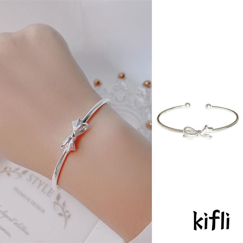 Gelang Model Terbuka Desain Pita Gaya Mewah Untuk Wanita