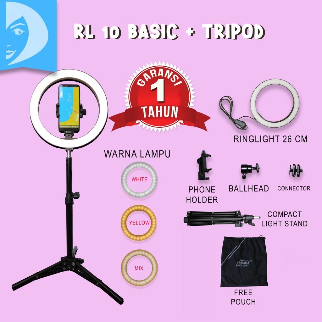 Ring Light RL10&quot; Basic Fotoplus BiColor | RingLight | Ring Light Selfie Lampu Bundar Bulat