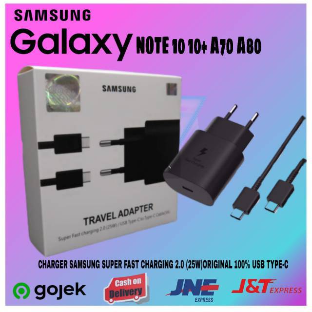 Charger Samsung 25W Note 10 Super Fast Charging Original USB Type C  to Type C