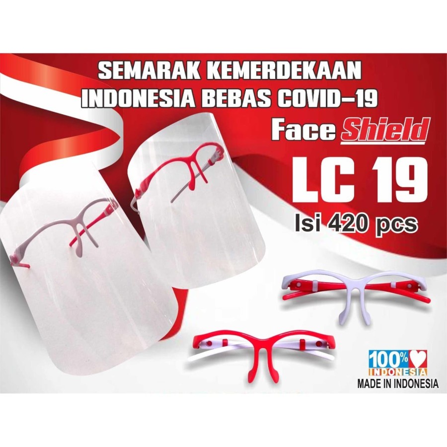 FACE SHIELD KACAMATA NAGITA KEMERDEKAAN EDISI 17AN BEBAS COVID LC 19 pelindung wajah merah putih