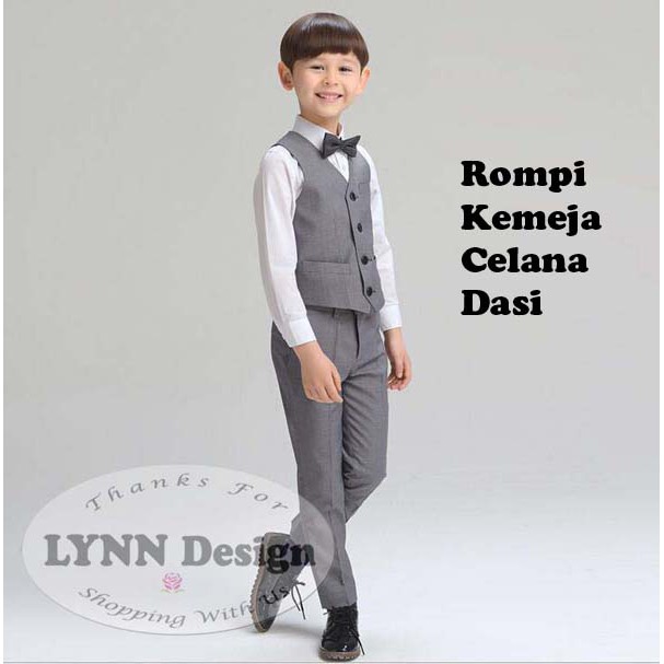 2- 10 th PREMIUM Setelan tuxedo jas anak Silver Abu rompi