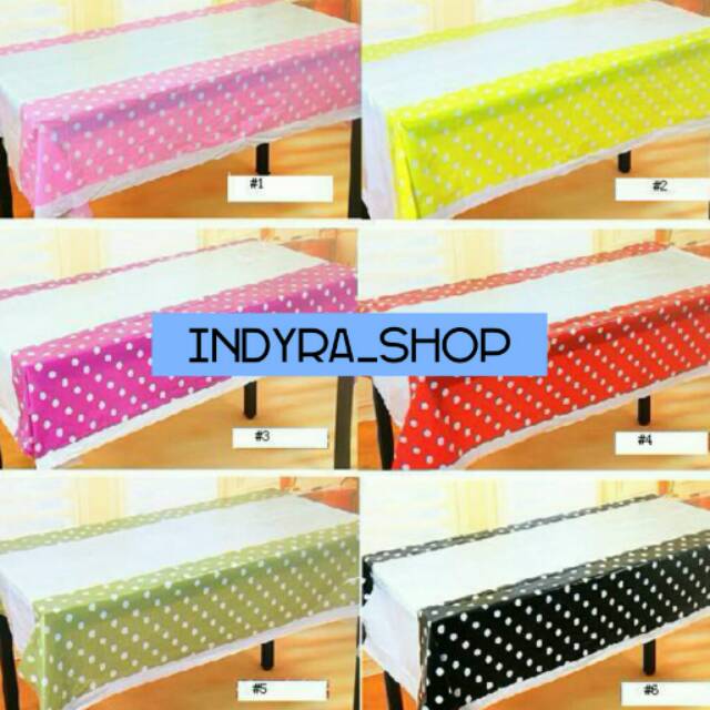 Table Cover Taplak Meja Makan Plastik Tipis Polkadot Table Cover Taplak Meja Makan Plastik Tipis Polkadot