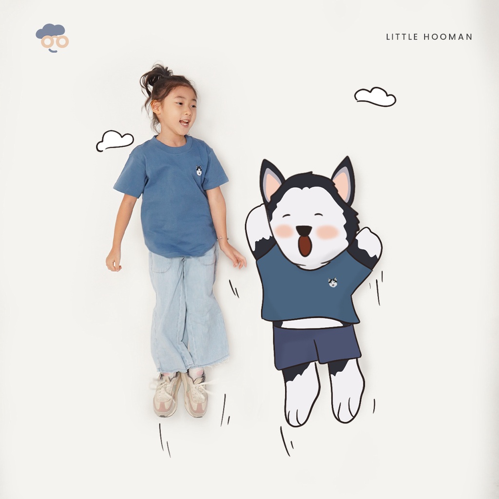 

LITTLE HOOMAN T-shirt Husky in Blue - Unisex