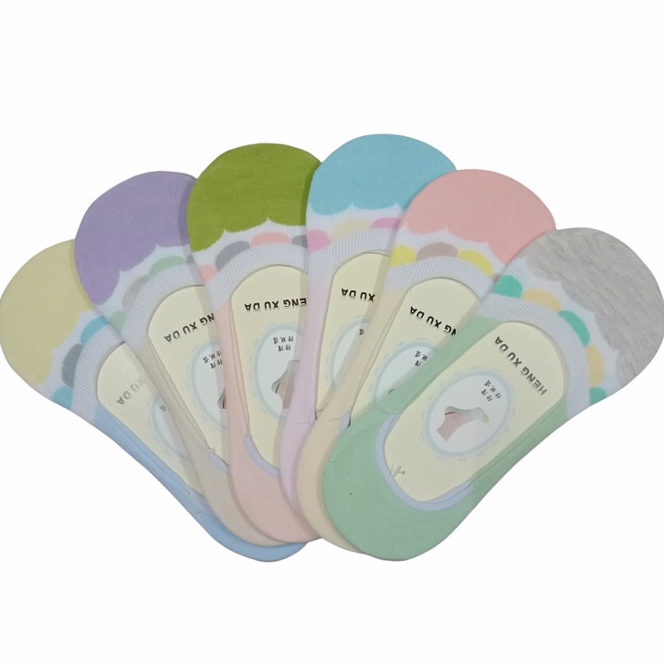Kaos Kaki Pendek Wanita Invisible Korea Style Hidden 1Pasang (Bahan Katun)(Campur)-2