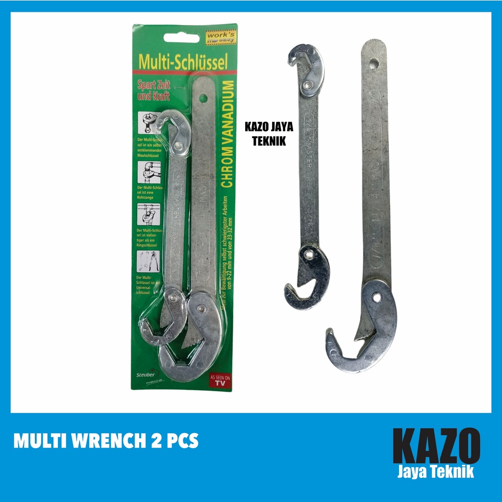Multi Wrench 2 Pcs, Adjustable Wrench