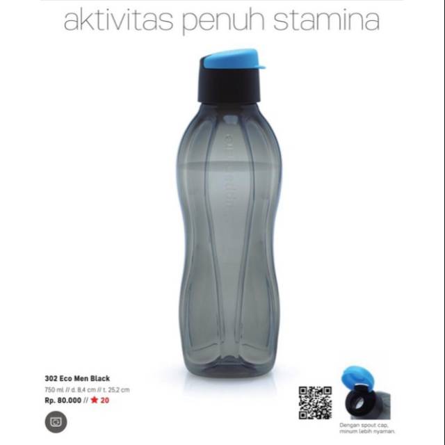 Eco Bottle Men Black / Eco Botol Tupperware