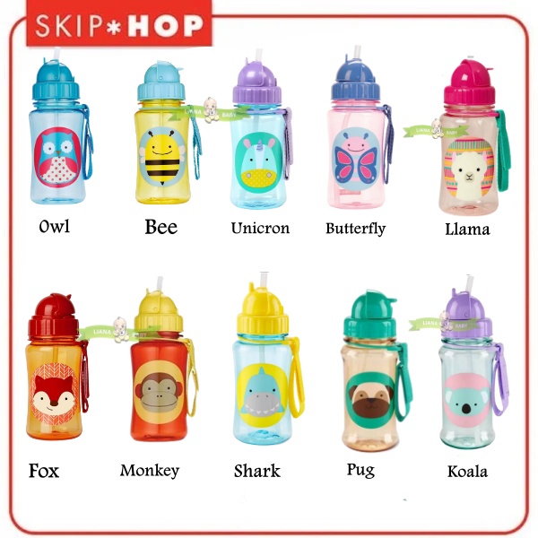 MAK213 BOTOL MINUM SEDOTAN SKIP HOP ZOO STRAW BOTTLE 390 ML