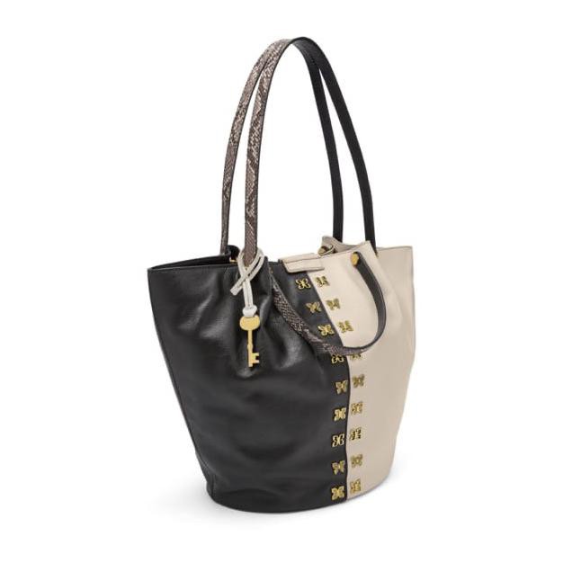 Diskon tas tote bag wanita korea❤️ tas fossil bag fossil callie tote taupe black snake