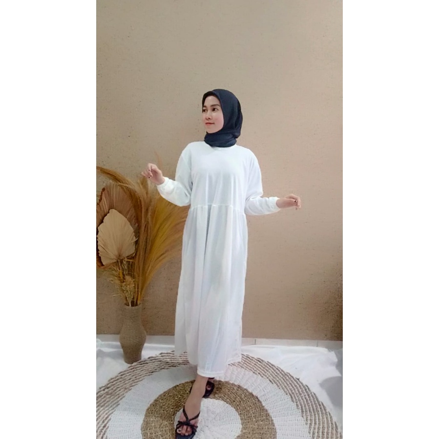 FC- LUCIU MIDI DRESS WANITA MUSLIM LENGAN BALON | SANSO MIDI POLOS