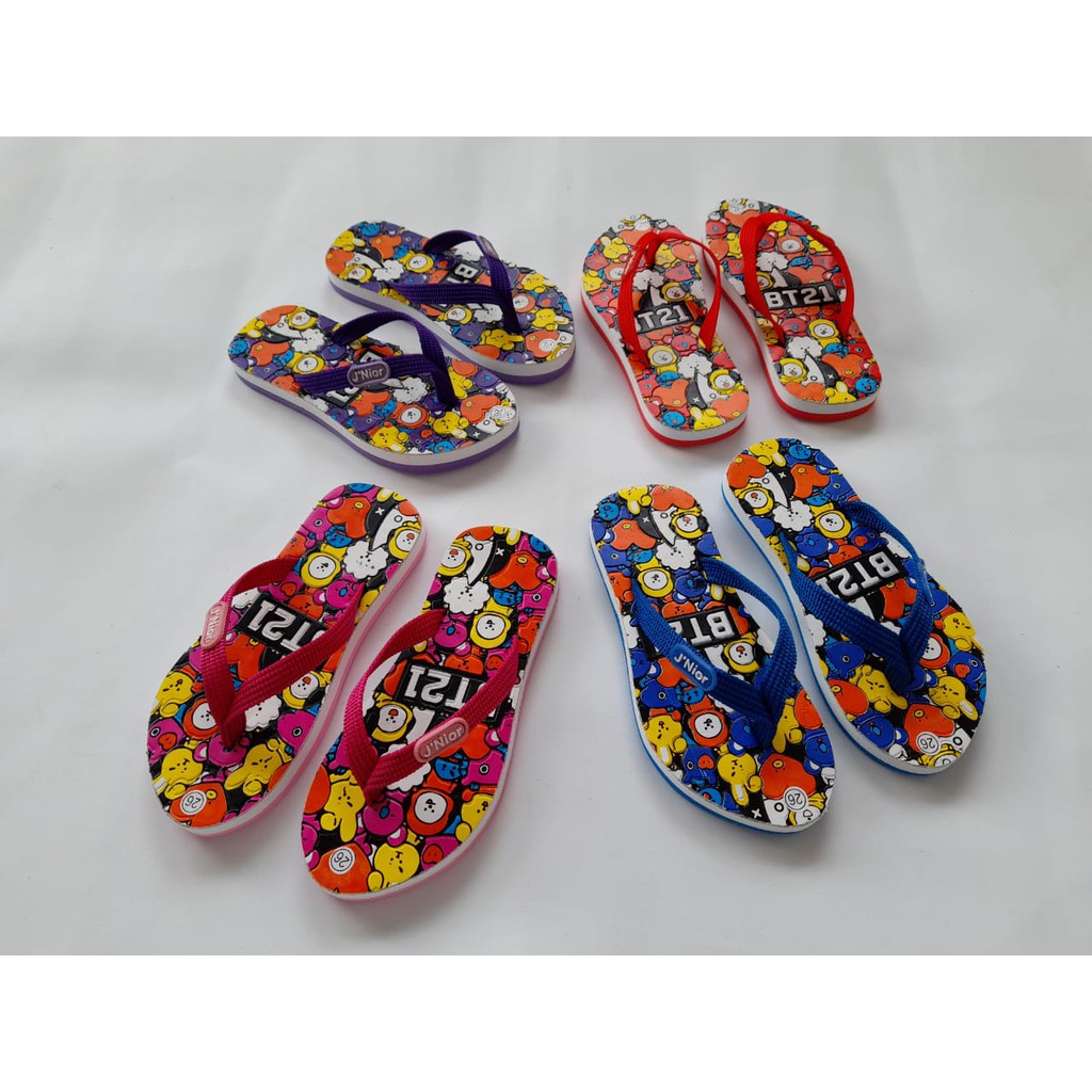 sandal jepit anak perempuan motif BT21