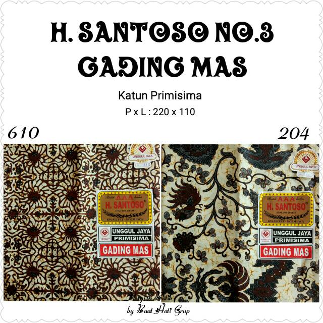 KAIN JARIK SANTOSO GADING MAS / KAIN BATIK WARNA GADING