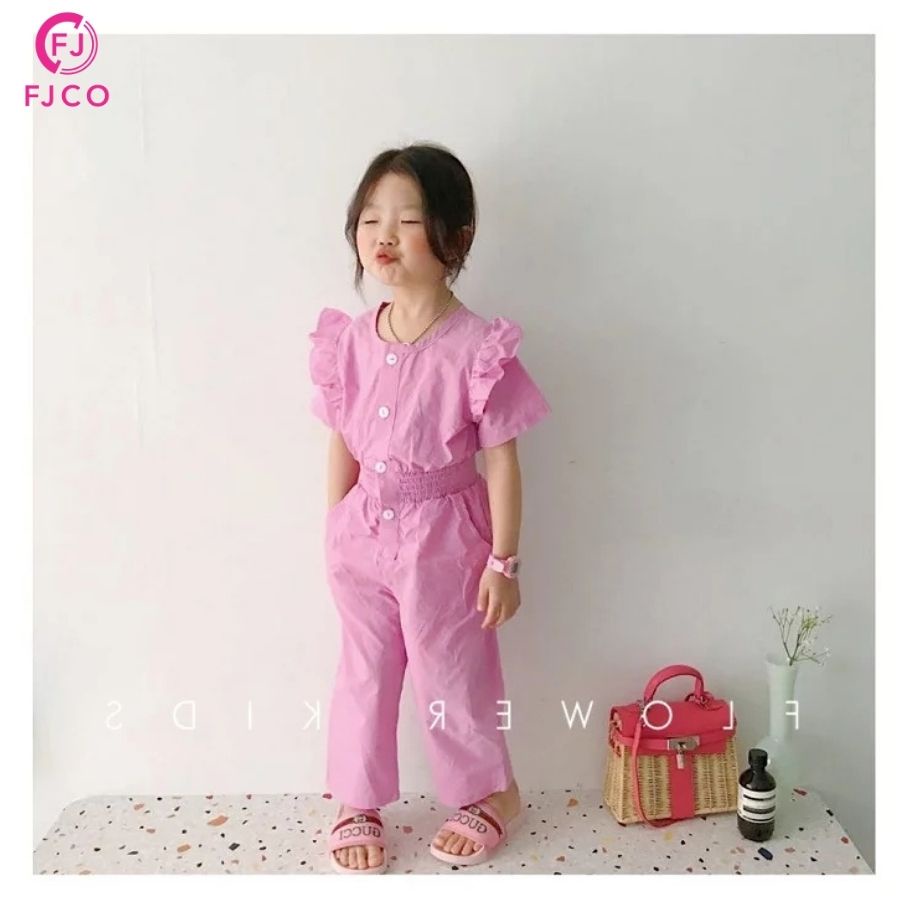 FJCO - Baju Anak Perempuan Terbaru 2022 / Jumpsuit Anak Size S-M / Jumpsuit Elona Kid-pink