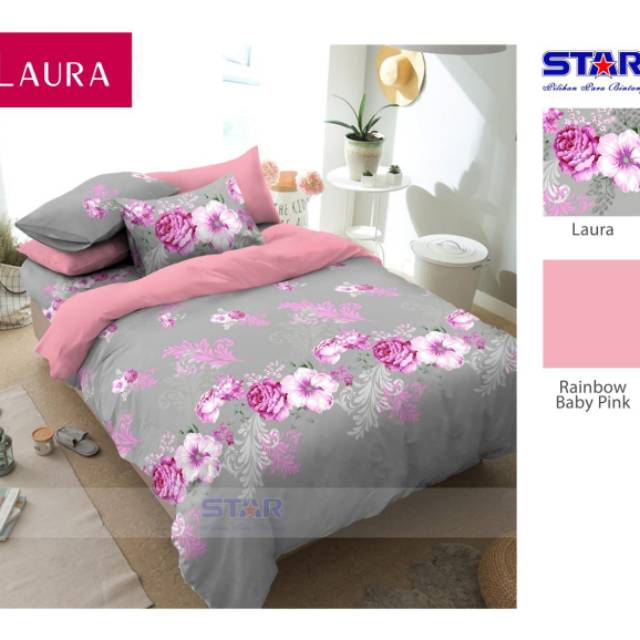 Sprei katun star laura pink 200x200x20