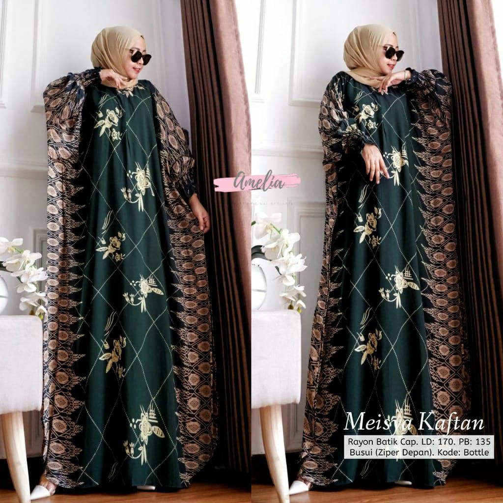 Gamis Rayon Jumbo Kaftan Terbaru - Meisya Kaftan Motif Mawar By Batik AW Busui Resleting / Kaftan Wanita / Gamis Arabian
