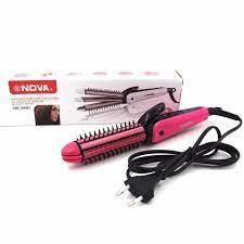 [ORI] Catokan Sisir Rambut NOVA NHC-8890 Alat Pelurus Rambut dengan Kabel dapat Berputar 360 Derajat - Pink