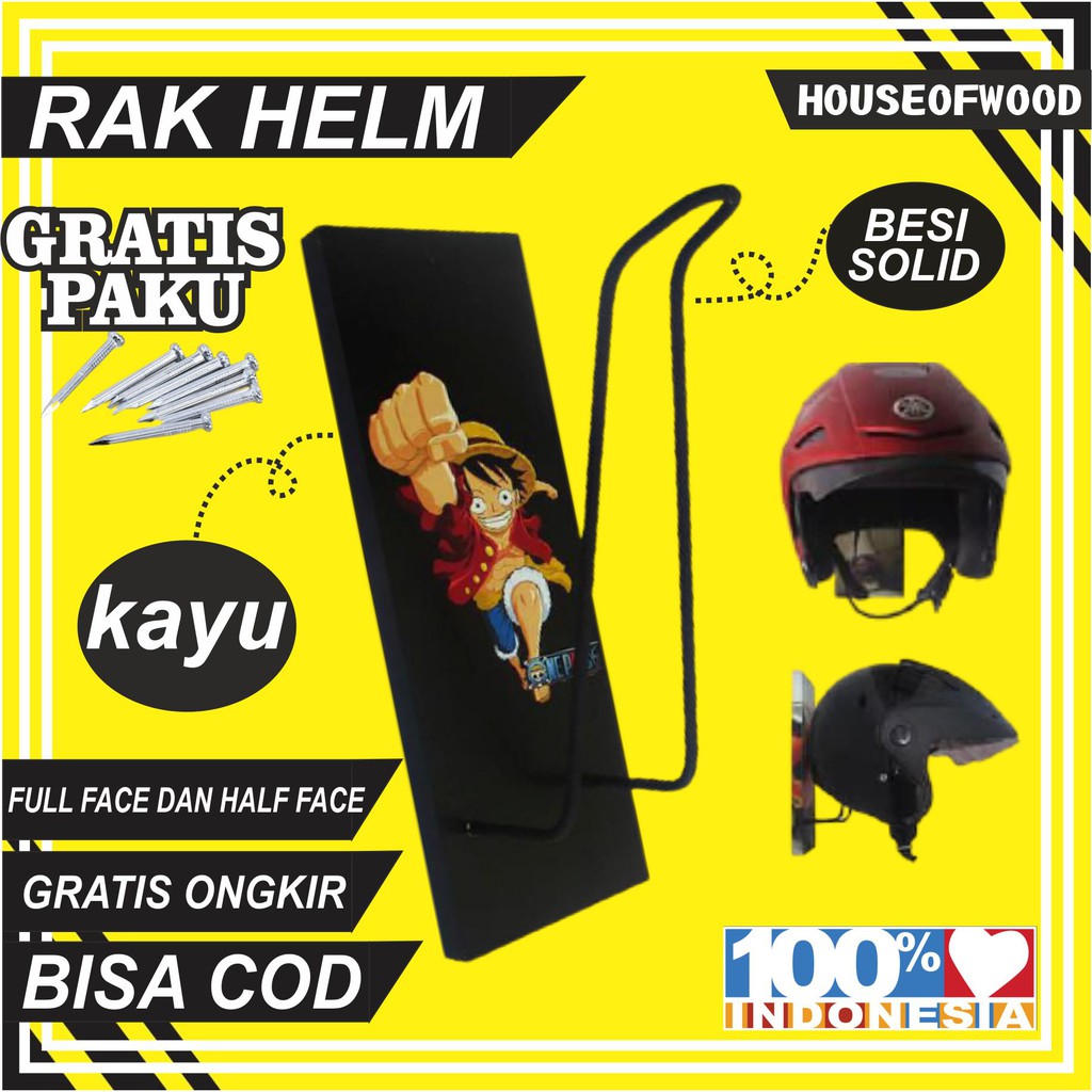 Rak Helm Gantung Tempat gantung helm gantungan Helm Kayu 