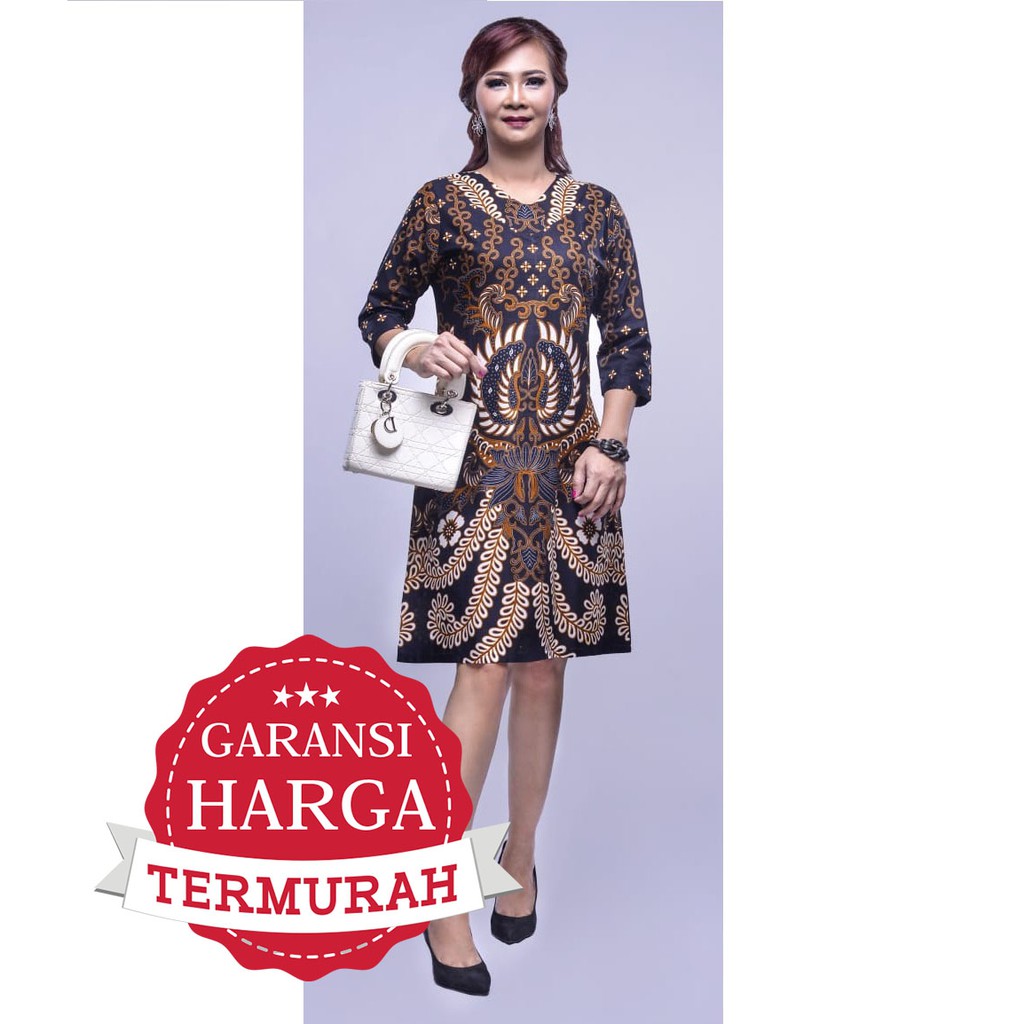 Tunik Terusan Baju Seragam Wanita Batik 2620 Putih