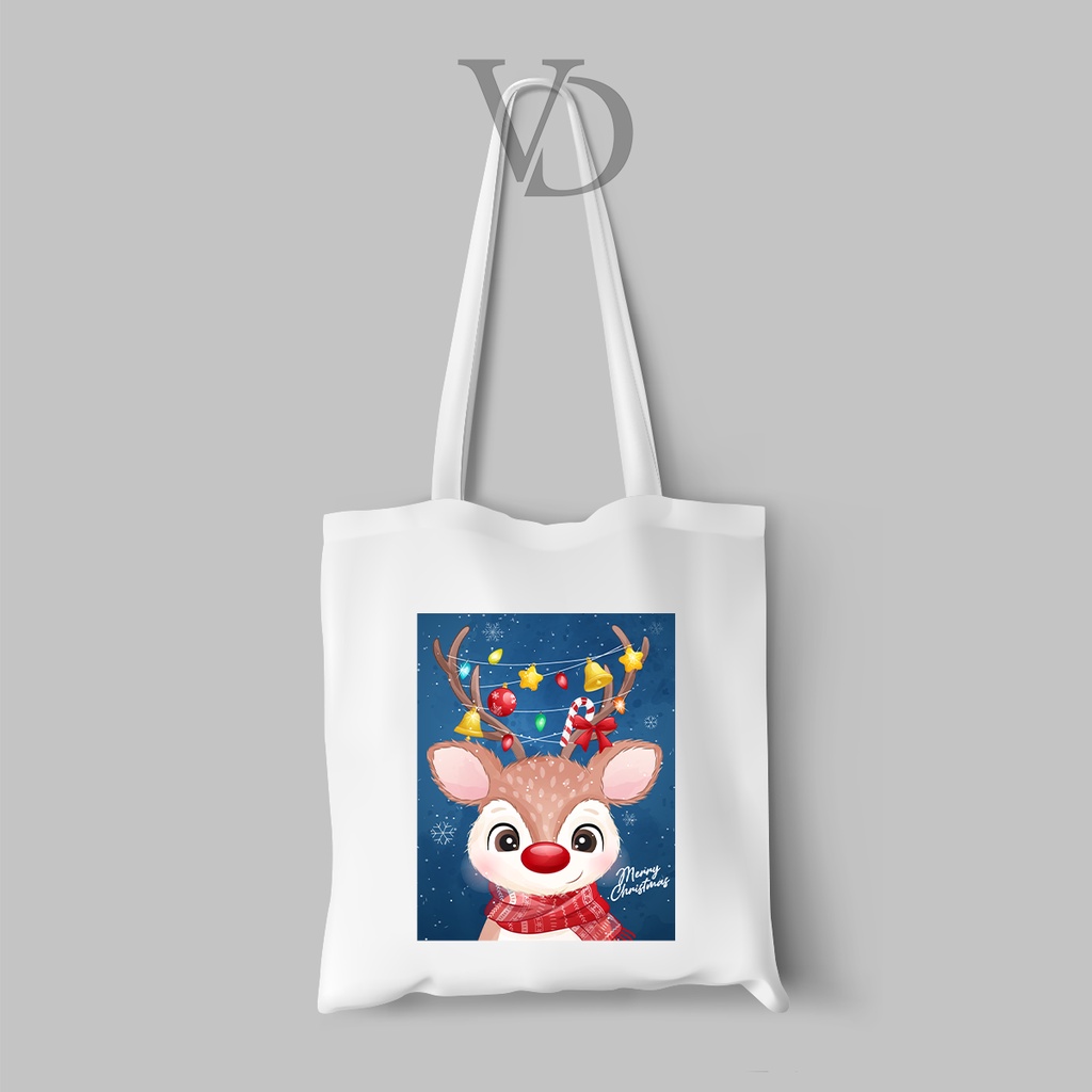 tote bag kanvas edisi christmas 2022 / tas belanja natal lucu versi 3