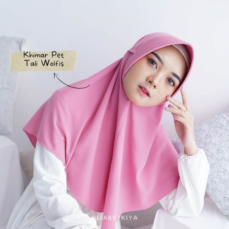 KHIMAR SIMPEL TALI WOLFIS / JILBAB KHIMAR PET TALI / KHIMAR SIMPEL PET