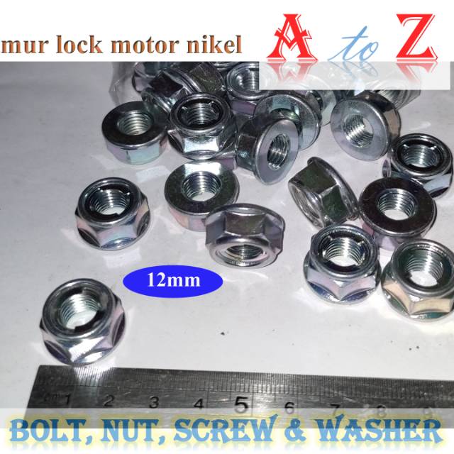 Mur as roda motor 12mm nikel/mur lock as roda 12mm galvanis