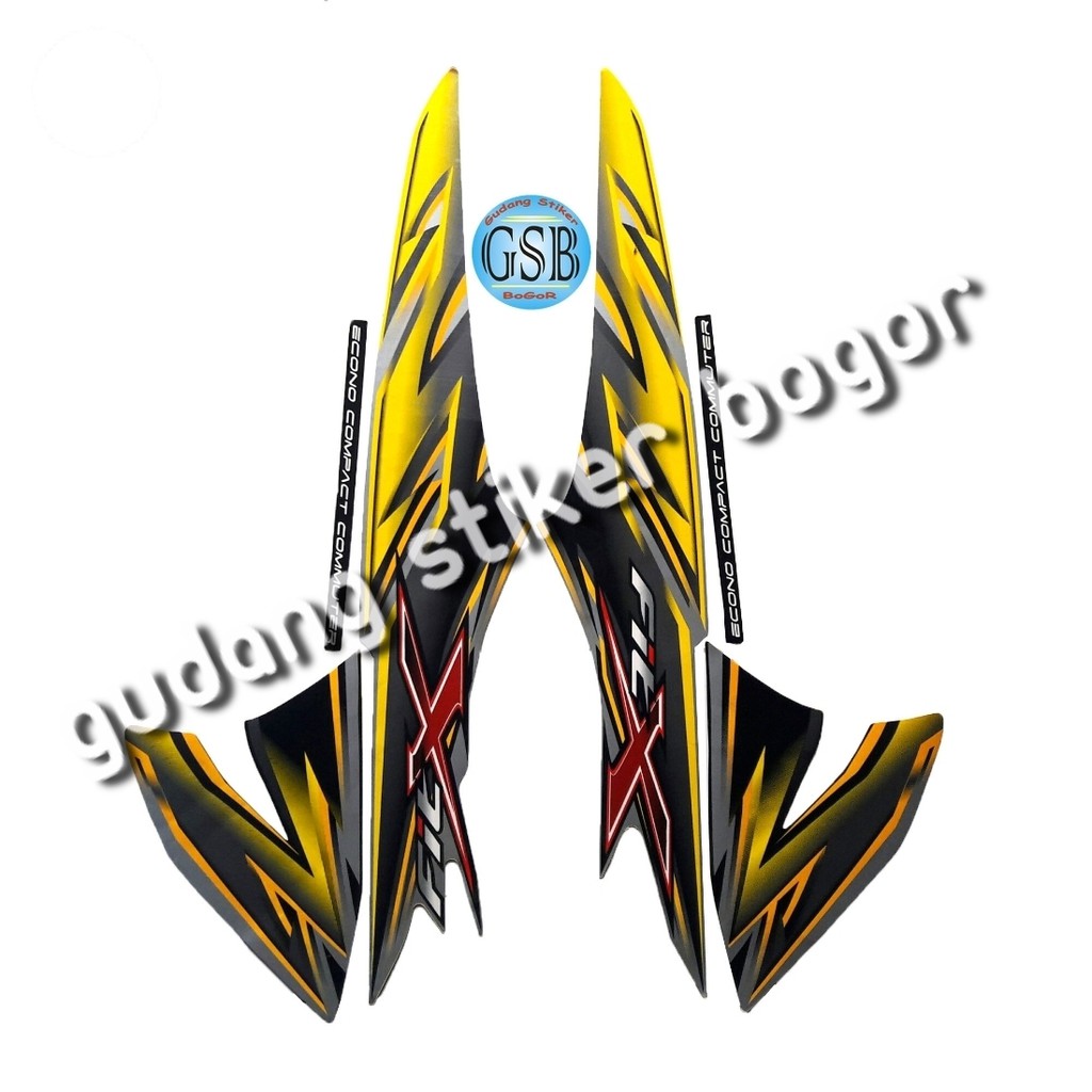 stiker motor honda Supra Fit x 2008 Silver-hitam-Kuning