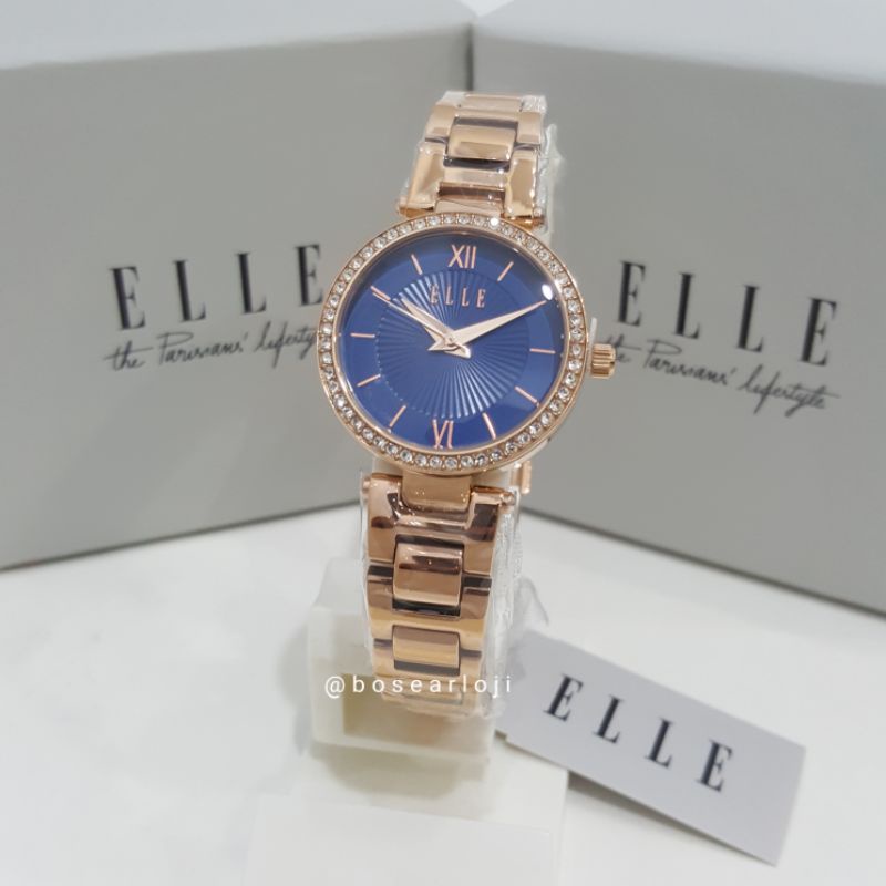 JAM TANGAN WANITA ELLE ELL25015 ROSEGOLD BLUE ORIGINAL