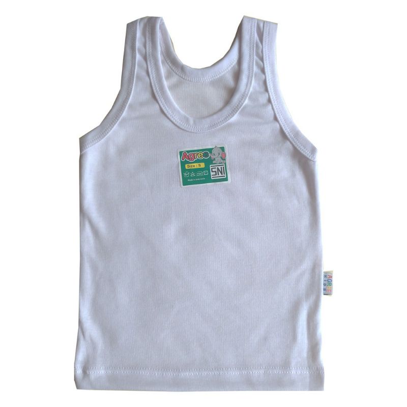 (6PCS) SINGLET ANAK-ANAK AGREE PUTIH POLOS