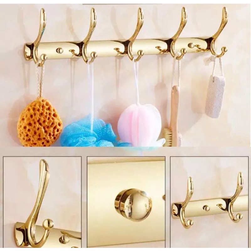 Gantungan Baju Handuk Gold 3 hook /5 Hook/6 hook Mewah