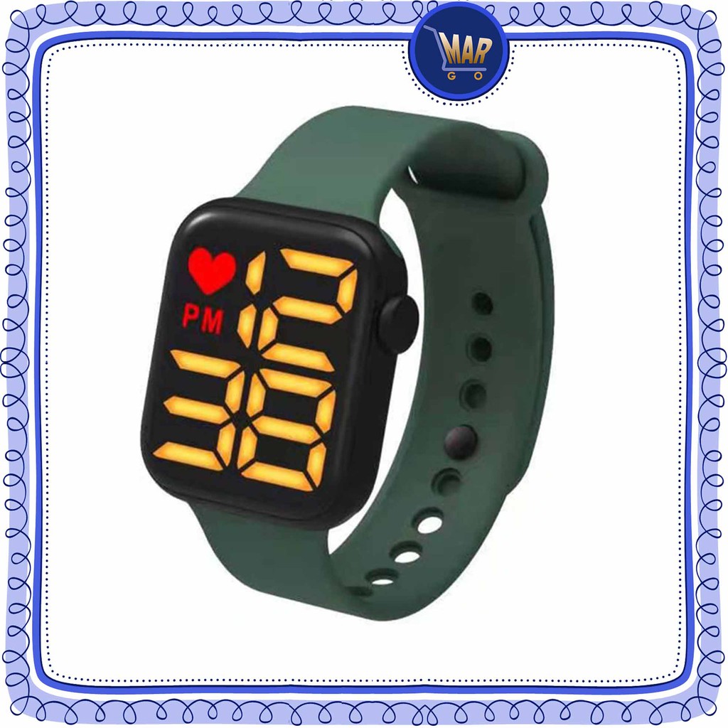 Jam Tangan LED Digital Rubber Jam Tangan Tali Karet-Hijau