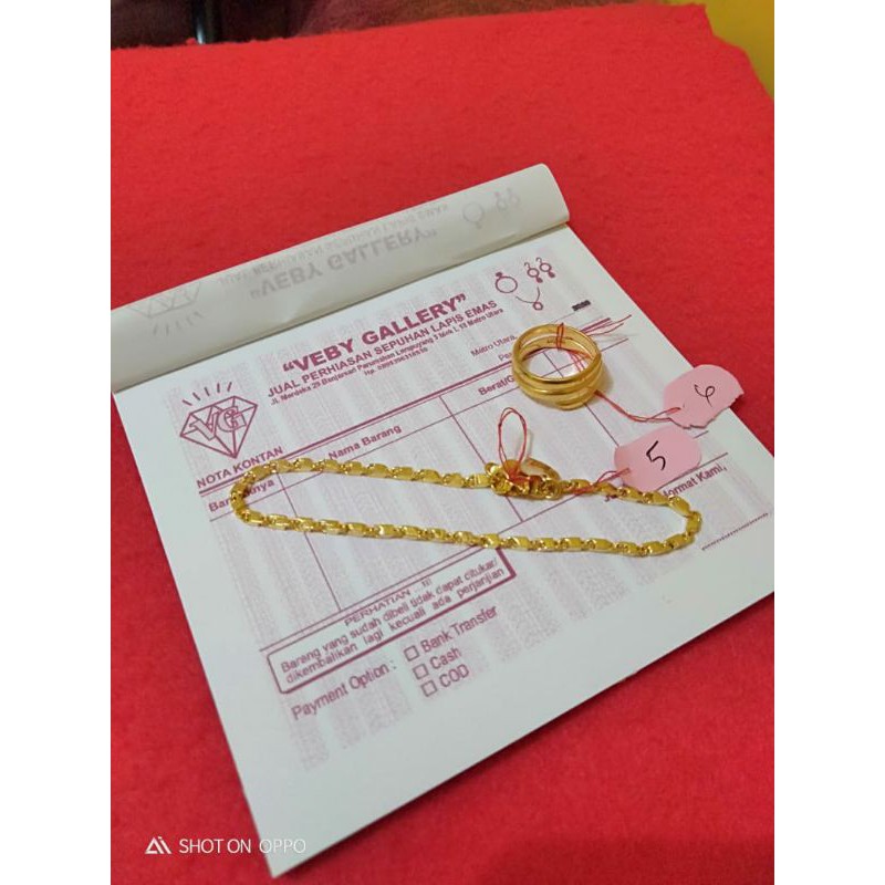 set TERMURAH gelang balok mini cincin polos ulir