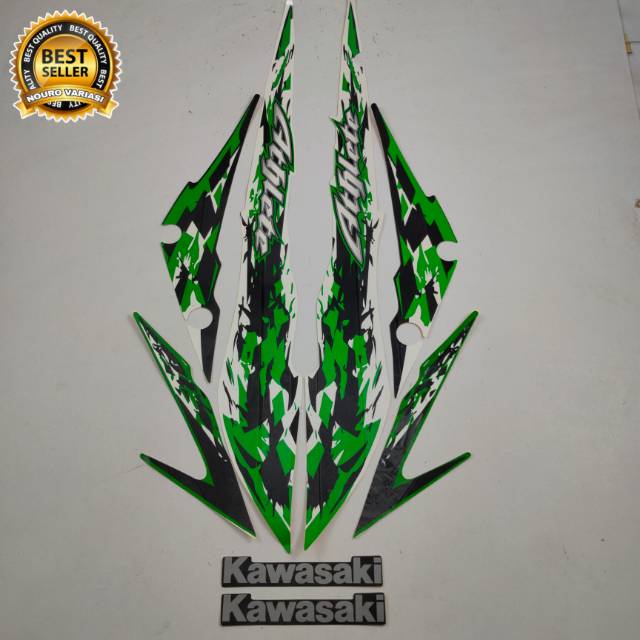 Striping Kawasaki athlete putih hijau stiker Lis body motor berkualitas terbaik termurah