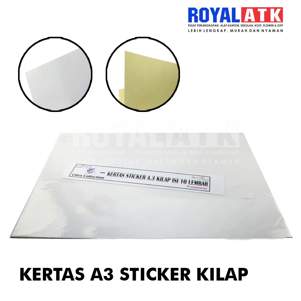 

Kertas A3 Sticker Kilap 10L