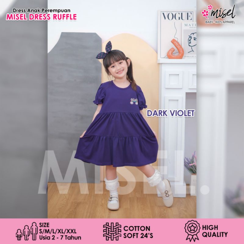 Misel DRESS RUFFLE 2-7 Tahun Dress VIRAL Kekinian Bahan Kaos Cotton24S