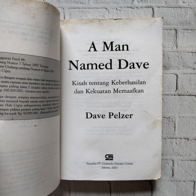 [preloved novel] a man names dave by david pelzer