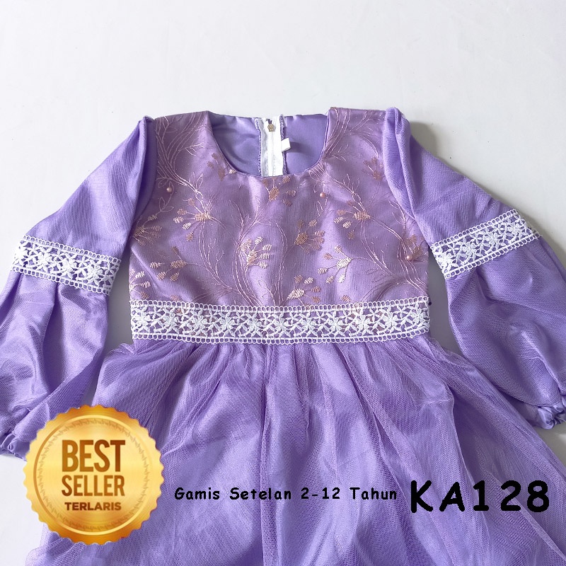 Baju Lebaran Anak Perempuan 2023 Model Terbaru 2 sampai 10 Tahun Set Kerudung Hijab Gamis Anak KA128