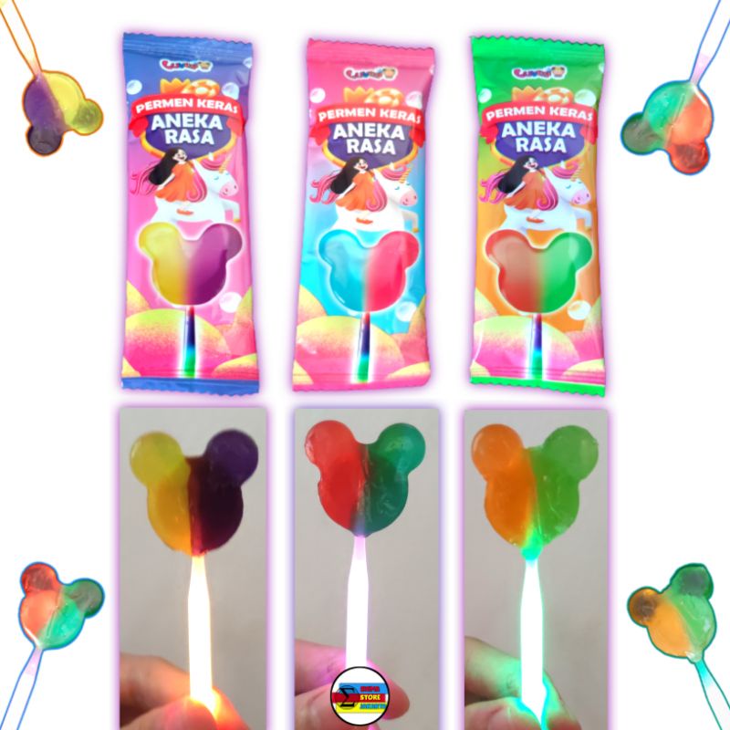 Permen Lolipop Jadul Lightstick Bentuk Mickey Mouse - Permen Lollipop Disney Aneka Rasa Buah