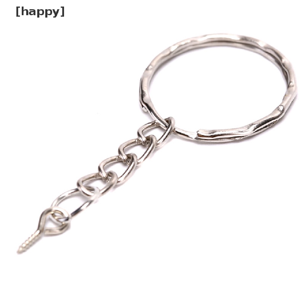 HA 40Pcs Polished Key ring Screw Eye Short Chain Split Ring Connector DIY Jewelry ID