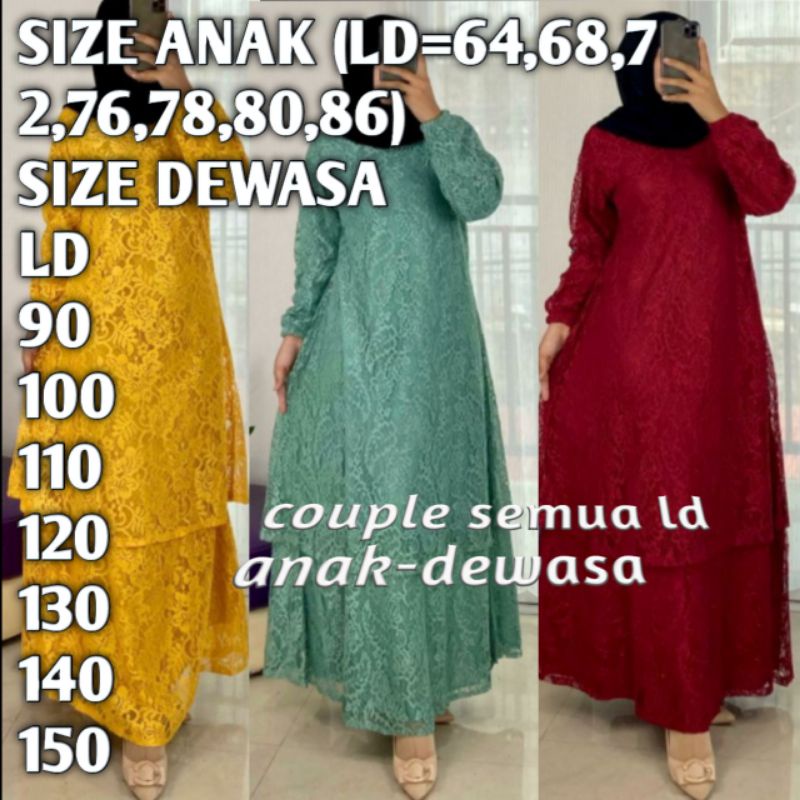 Baju Gamis Dress Malaysia Brukat Tile Jumbo Seragam Pesta Kondangan Keluarga