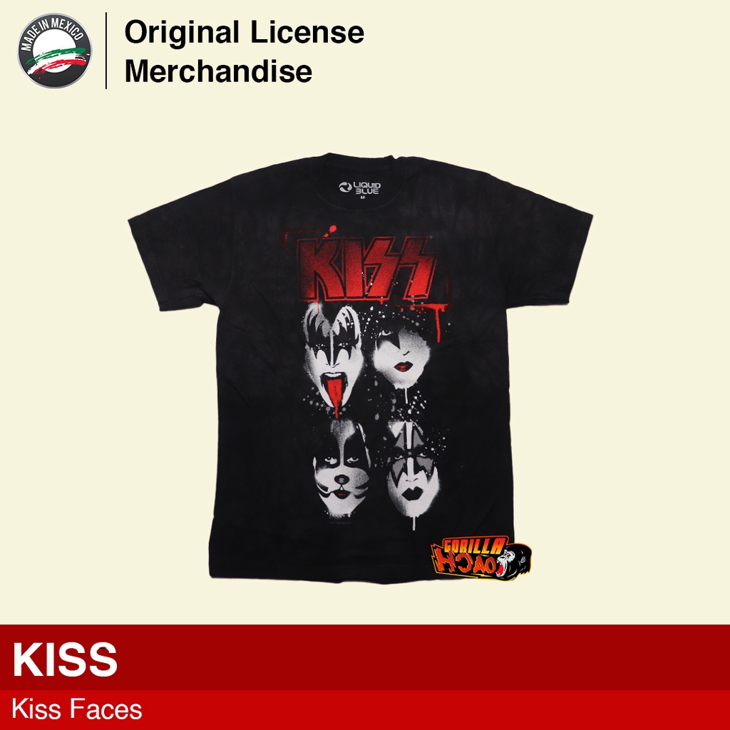 Kaos Baju Tshirt Tie Tye Dye Sablon Full Print Rock Musik Band Premium Original KISS KISS Faces