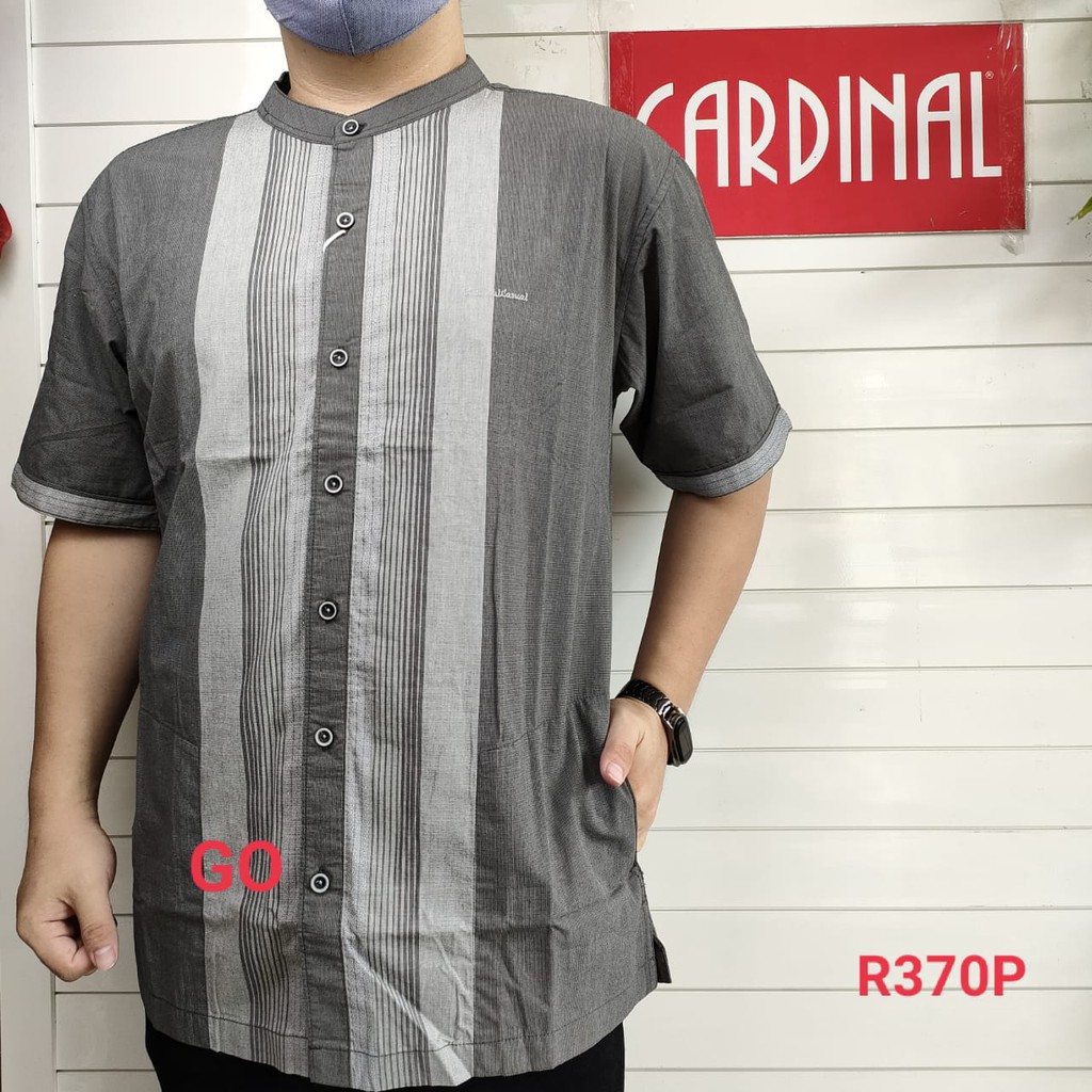 gof M-L CARDINAL KEMEJA KOKO Taqwa Pakaian Pria Original Baju Muslim Salur Lengan Pendek Kekinian TCS