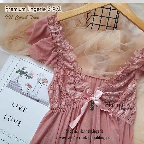 XXL XL L M S Premium Hannah Lingerie Original, Baju Tidur Seksi Transparan Isi Seserahan Lingerie BigSize 991