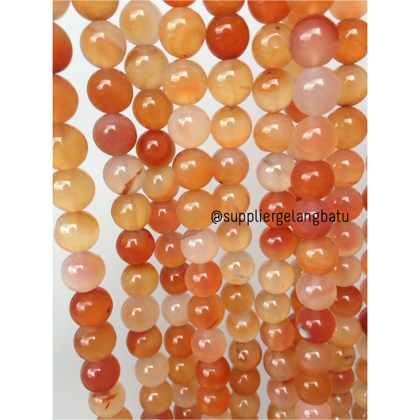 Carnelian Putih Orange Natural Stone Batu Perhiasan Fashion 12mm Akik Bacan Renteng Natural Akik