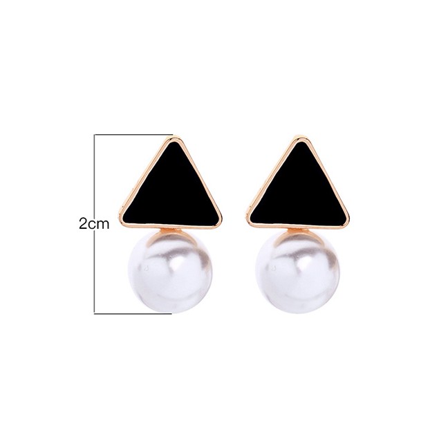 LRC Anting Tusuk Fashion S925 Sterling Silver Drop Oil Glaze Geometric Pearl Earrings F92067