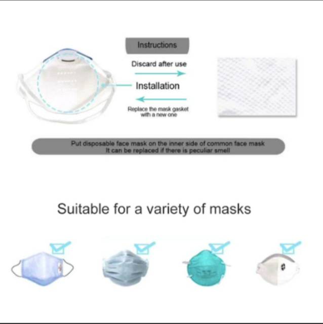 Masker Filter Isi 10pcs / Disposable Mask Filter / Refill Filter Tambahan Masker / Penyaring Masker