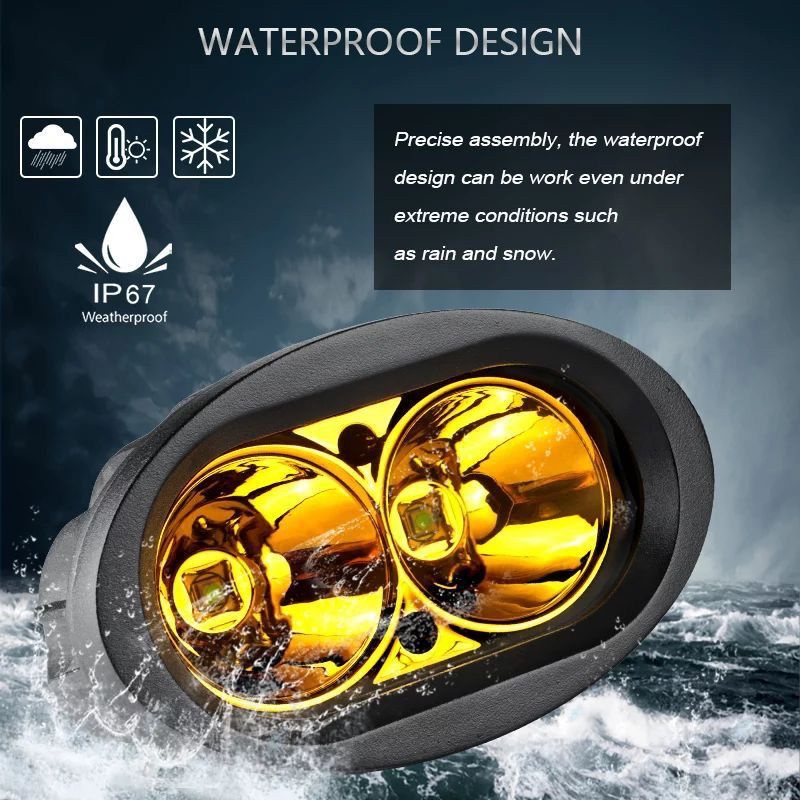 Lampu tembak sorot LED OWL 20 watt 3 mode worklight cree 2 mata  Putih-kuning