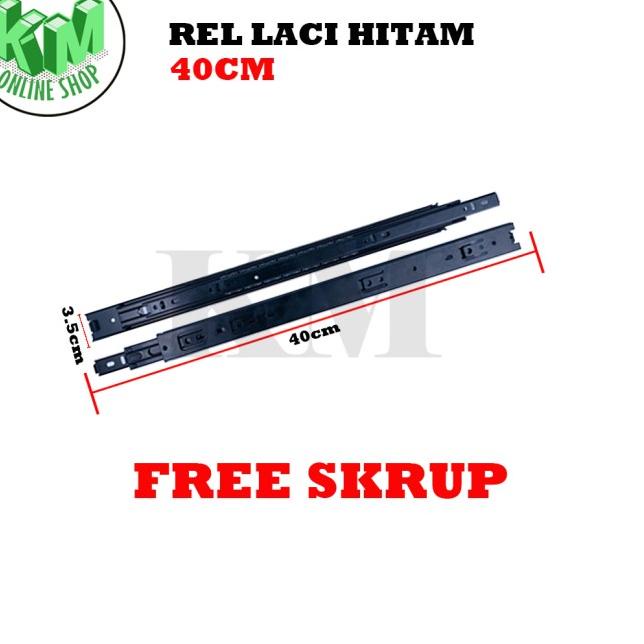 ℗ Rel Laci (Hitam) 40 Cm Double Track Mapla Full Extention 35mm ( 2x Tar ✿