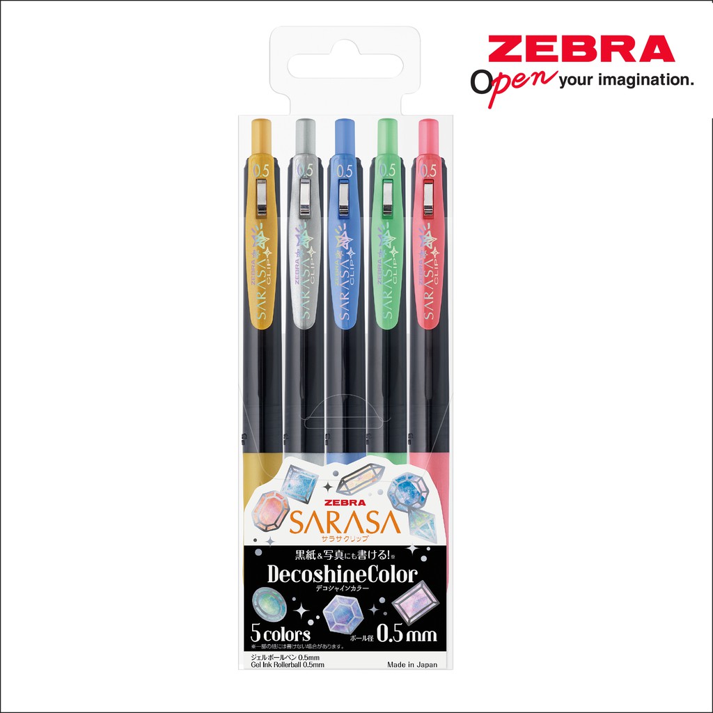 

ZEBRA Sarasa Decoshine Set 5 Pulpen Gel 0.5mm Retractable Gel Pen Water Based Pigment Ink