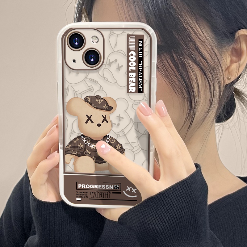 Case Transparan Motif Beruang Untuk IPhone X XS XR 11 12 13 Pro Max 6 6S 7 8 Plus