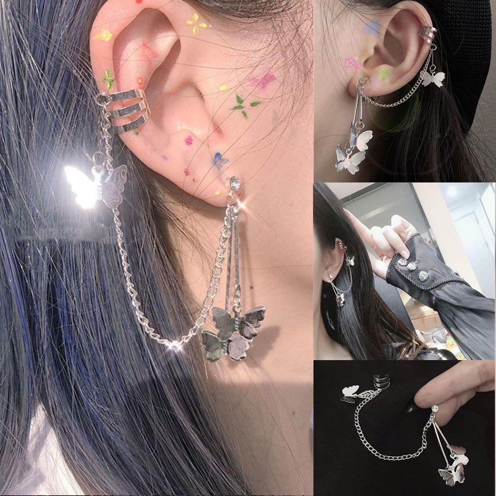 Solighter Anting Kupu-Kupu Perhiasan Fashion Baru Tanpa Tindik Non Tindik Butterfly Ear Cuff